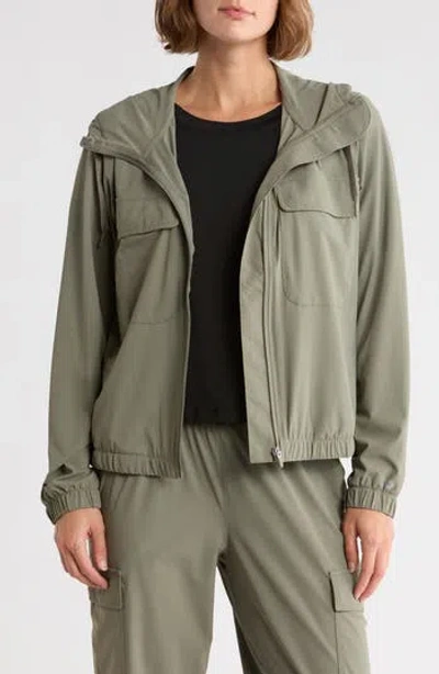 90 Degree By Reflex Warp Full Zip Hoodie In Green