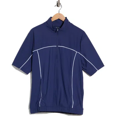 90 Degree By Reflex Warp X Preeminent Quarter Zip Top In Naval Blue/ White