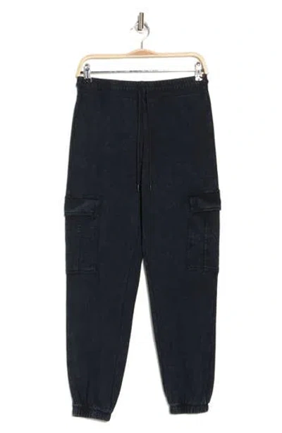 90 Degree By Reflex Washed French Terry Cargo Joggers In Black