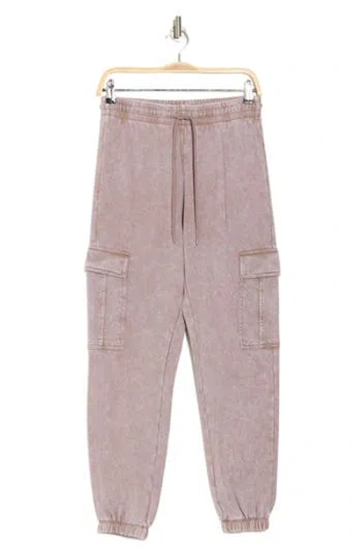 90 Degree By Reflex Washed French Terry Cargo Joggers In Mocha Latte