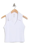 90 Degree By Reflex Wonderlink Ribbed Sleeveless Crop Polo