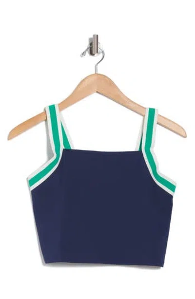 90 Degree By Reflex Wonderlink Stripe Crop Tank In Blue