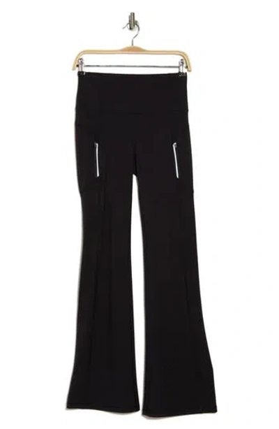 90 Degree By Reflex Wonderlink Zip Pocket Fleece Lined Arctic Flare Leggings In Black