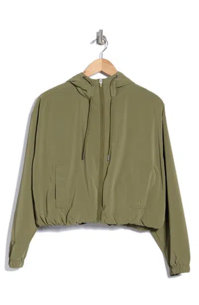 90 Degree By Reflex Woven Cocoon Bubble Hem Hoodie In Green
