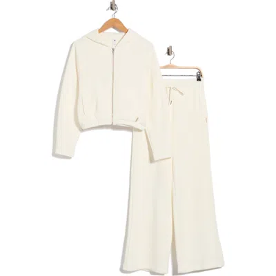 90 Degree By Reflex Zip-up Hoodie & Wide-leg Sweatpants In White