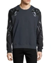 VALENTINO TWO-TONE PANTHER SWEATSHIRT, NAVY,PROD200040209