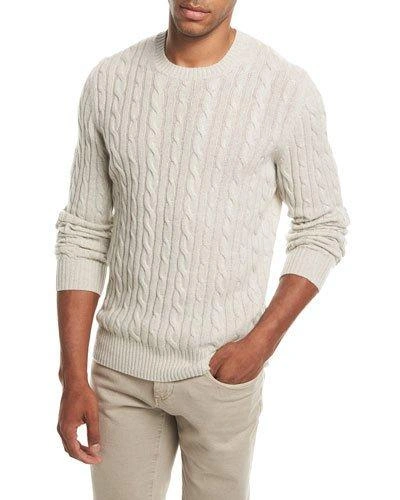 Loro Piana Cable-knit Baby Cashmere Sweater In Silver