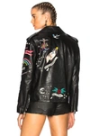 VALENTINO VALENTINO TATTOO EMBROIDERY LEATHER JACKET IN BLACK,NB3NA03A2RJ