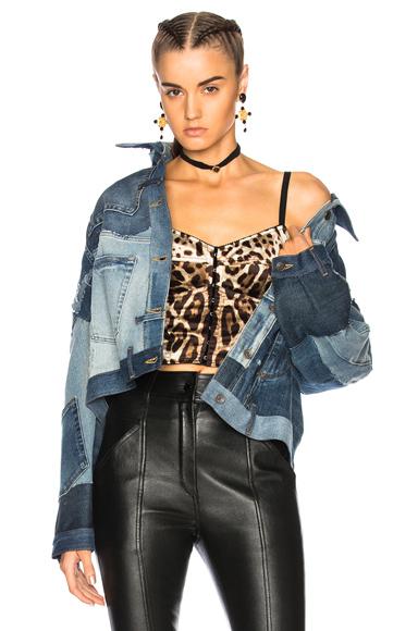 Dolce & Gabbana Distressed Patchwork Denim Jacket In Blue Multicolor