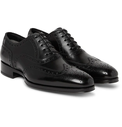 Tom Ford Austin Leather Wingtip Brogues In Black