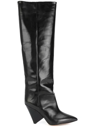 Isabel Marant Lokyo Leather Knee-high Boots In Black
