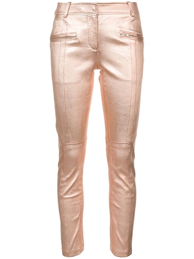 Sies Marjan Louisa Stretch-leather Skinny Biker Trousers In Rose Gold