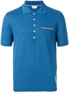 THOM BROWNE THOM BROWNE STRIPED POCKET POLO SHIRT - BLUE,MJP022A0145512277306