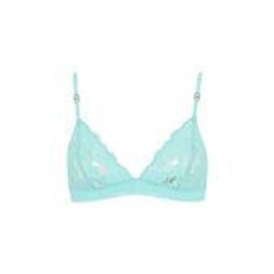 Stella Mccartney Meg Alluring Point D'esprit And Corded Lace Soft-cup Triangle Bra In Forest Green
