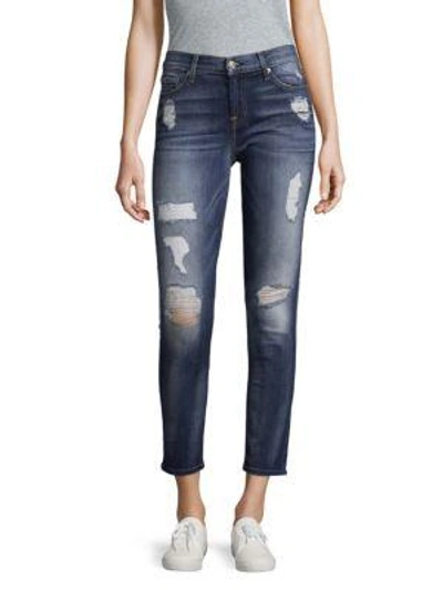 7 For All Mankind Skinny Ankle Jeans In Vintage Blue