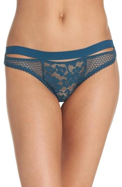 Else Petunia Stretch-mesh And Corded Lace Thong In Ivory