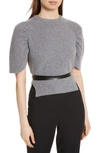 RED VALENTINO BELTED CARDED WOOL SWEATER,NR0KC1073BU