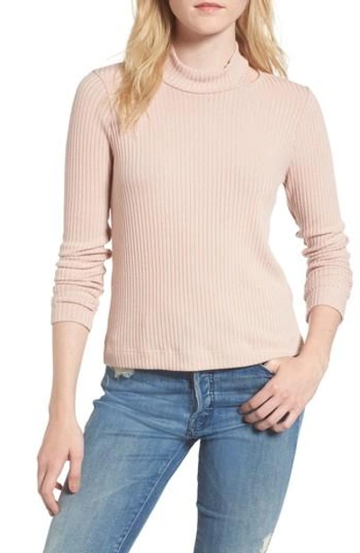 Splendid Sylvie Cutout Ribbed Stretch-knit Top In Pink Beige