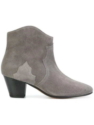 Isabel Marant Dicker Leather Ankle Boots In Grey