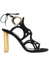 FERRAGAMO GANCIO FLOWER HEEL SANDALS,67260012375822