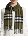 Burberry Giant Icon Check Cashmere Scarf In Olive Green
