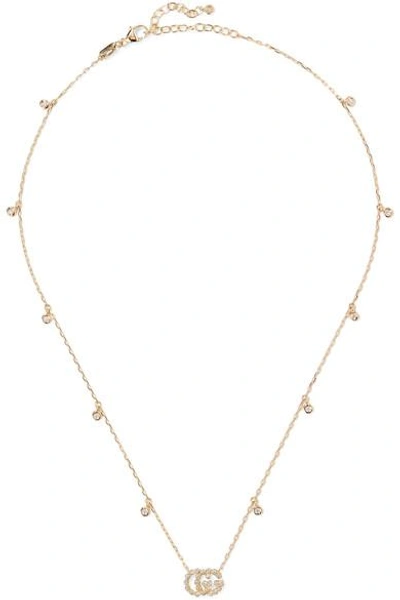 Gucci Gg Running 18k Gold Diamond Necklace In White/gold