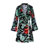 RIXO LONDON Iris Green Oriental Sky Mini Wrap Dress With Kimono Sleeve