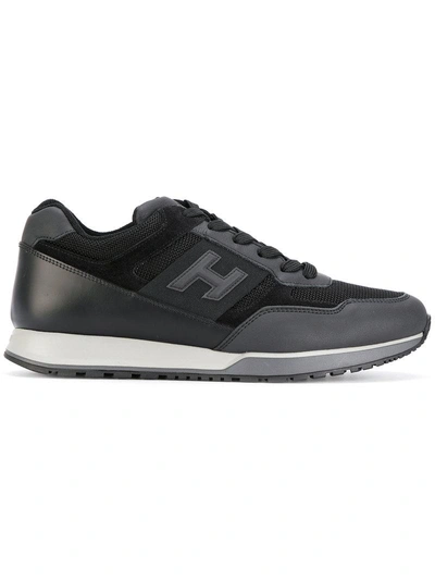 Hogan Leather Trainers H321 In Black