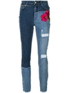 DOLCE & GABBANA DOLCE & GABBANA FLORAL EMBROIDERED DISTRESSED SKINNY JEANS - BLUE,FTAQ1ZG882Y12369604