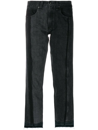 Rag & Bone Mid-rise Straight-leg Seamed Cropped Denim Jeans In Black
