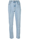 Rokh Ladies Frayed Slim Fit Jeans In Blue
