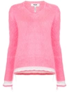 Msgm Stripe Detail Jumper - Pink In Pink/purple
