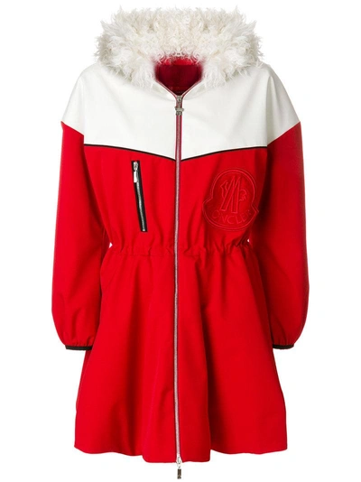 Moncler Shearling Collar Jacket In Red