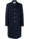 THOM BROWNE THOM BROWNE RELAXED BAL COLLAR OVERCOAT SHELL IN NAVY DOUBLE FACE MELTON - BLUE,MOU518A0221312277334