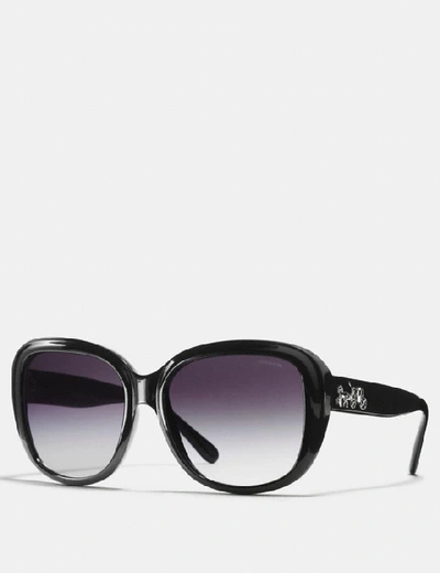 Coach Horse And Carriage Soft Square Sunglasses In Black/black Gunmetal Sig C