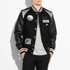 Coach Leather & Wool Bomber Jacket W/ Patches In Black