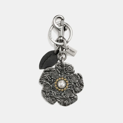 Coach Willow Floral Tooled Bag Charm, Silver