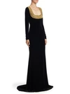 BADGLEY MISCHKA Long Sleeve Velvet Floor-Length Gown