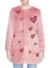 ALICE AND OLIVIA 'Madge' heart patch faux fur long coat