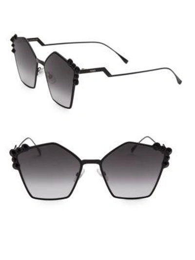 Fendi Women's Embellished Square Sunglasses, 57mm In Black/dark Grey Gradient