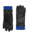 AMI ALEXANDRE MATTIUSSI Rib-Knit Leather Gloves