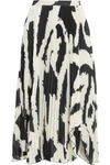 PROENZA SCHOULER Asymmetric pleated printed chiffon midi skirt