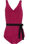 BALLET BEAUTIFUL Belted ruched stretch-jersey leotard