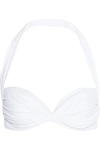 Norma Kamali Bill Ruched Halterneck Bikini Top In White