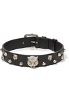 GUCCI Leather and silver-tone choker