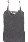 STELLA MCCARTNEY LILY BLUSHING LACE-TRIMMED RIBBED-KNIT CAMISOLE