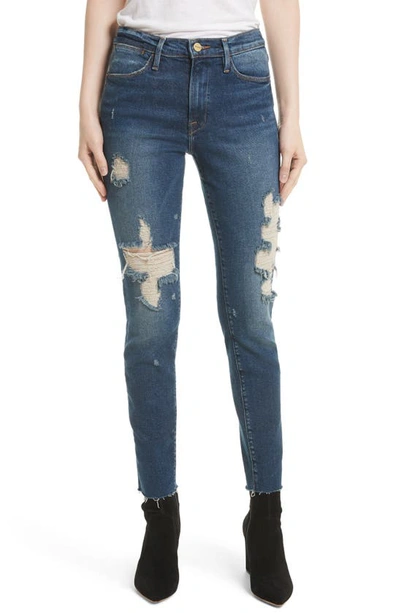 Frame Le High Distressed Skinny-leg Cropped Raw-edge Jeans In Enford