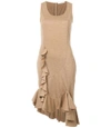 Givenchy Brown Sleeveless Ruffle Dress