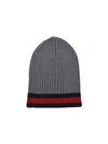 Gucci Stripe Wool Beanie In Grey
