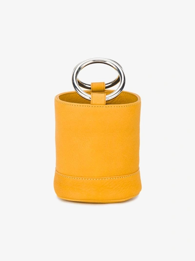 Simon Miller Orange Bonsai 15 Mini Leather Bucket Bag In Yellow&orange